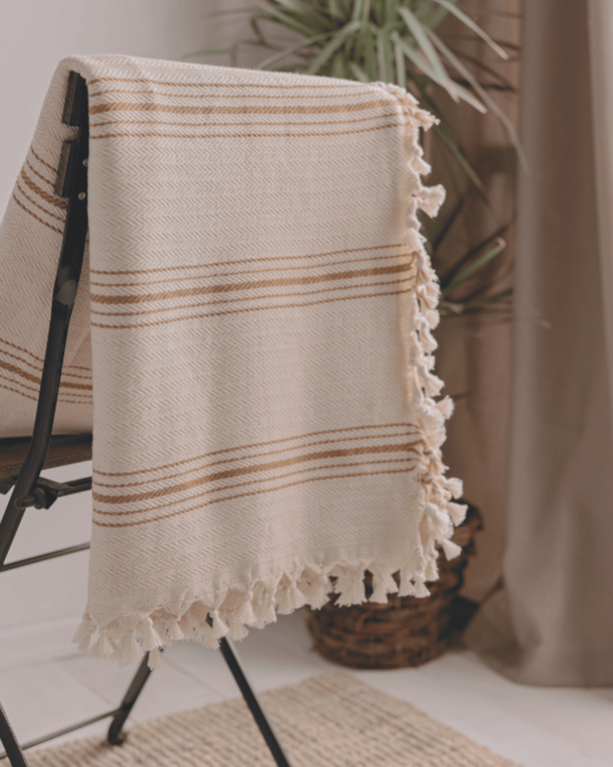 Turkish Cotton Throw: Mustard Stripe