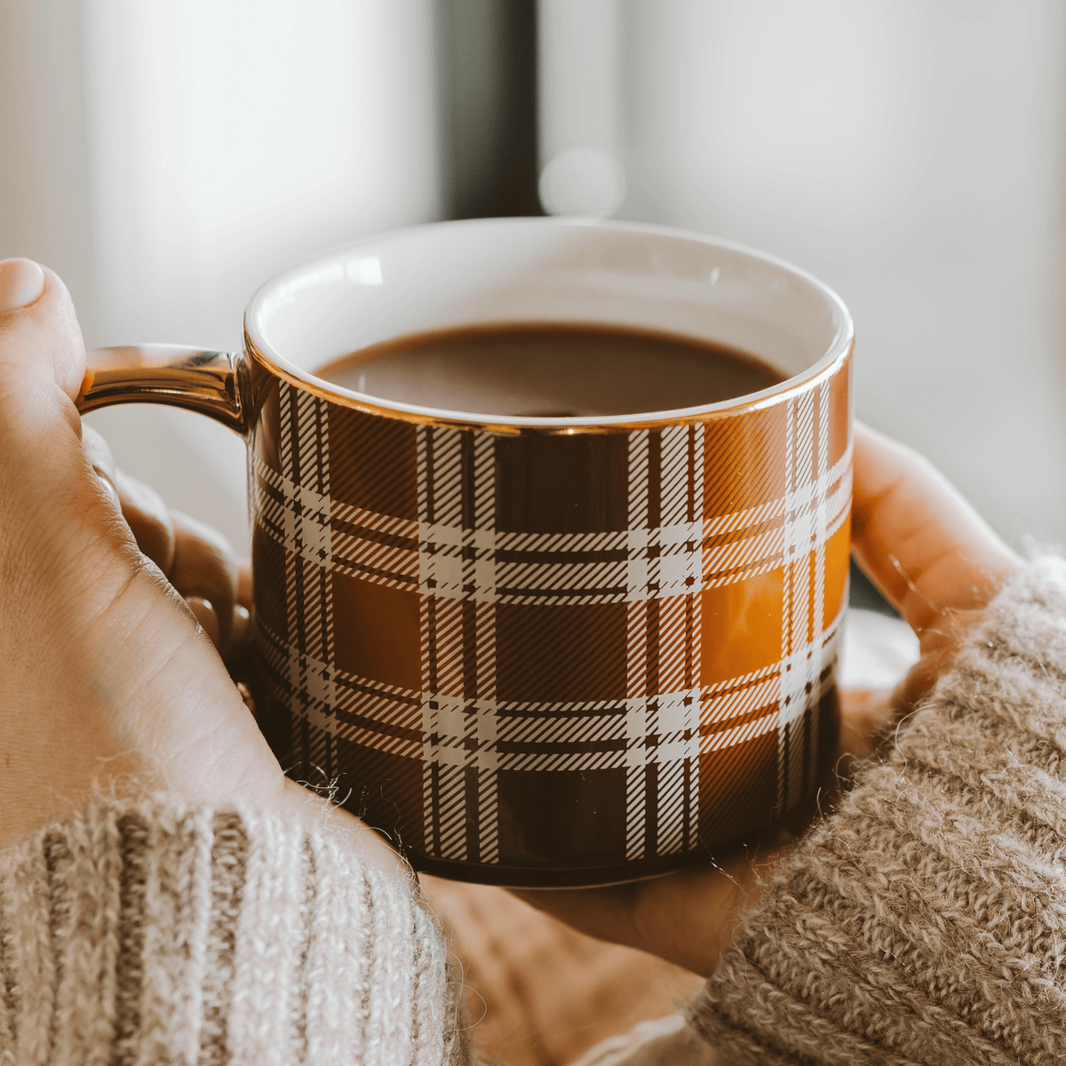 Brown Plaid Coffee Mug - Fall Decor & Gifts