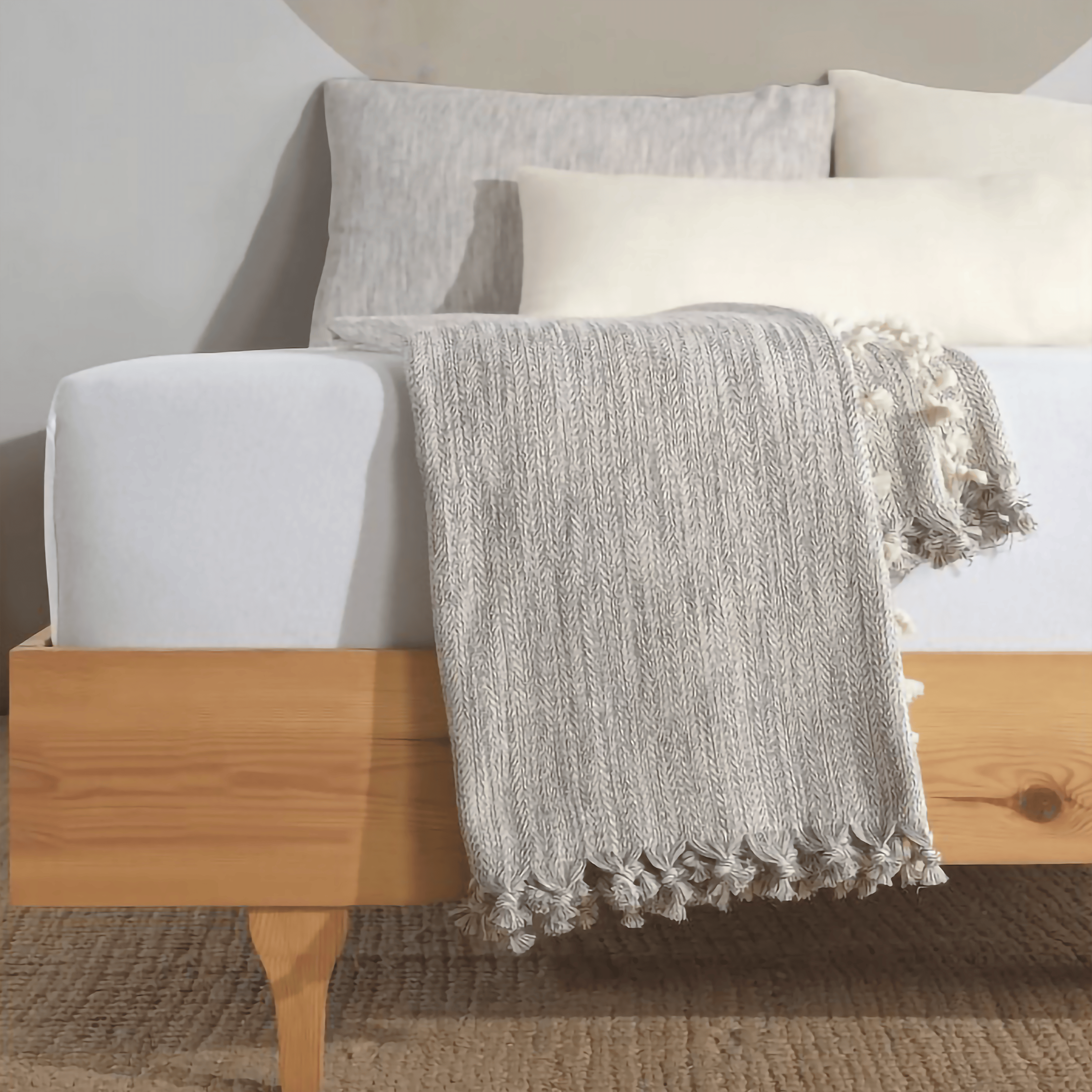 Minimalist 100% Cotton Throw Blankets & Bedspreads: Mustard / Throw Size: 51x79 inch