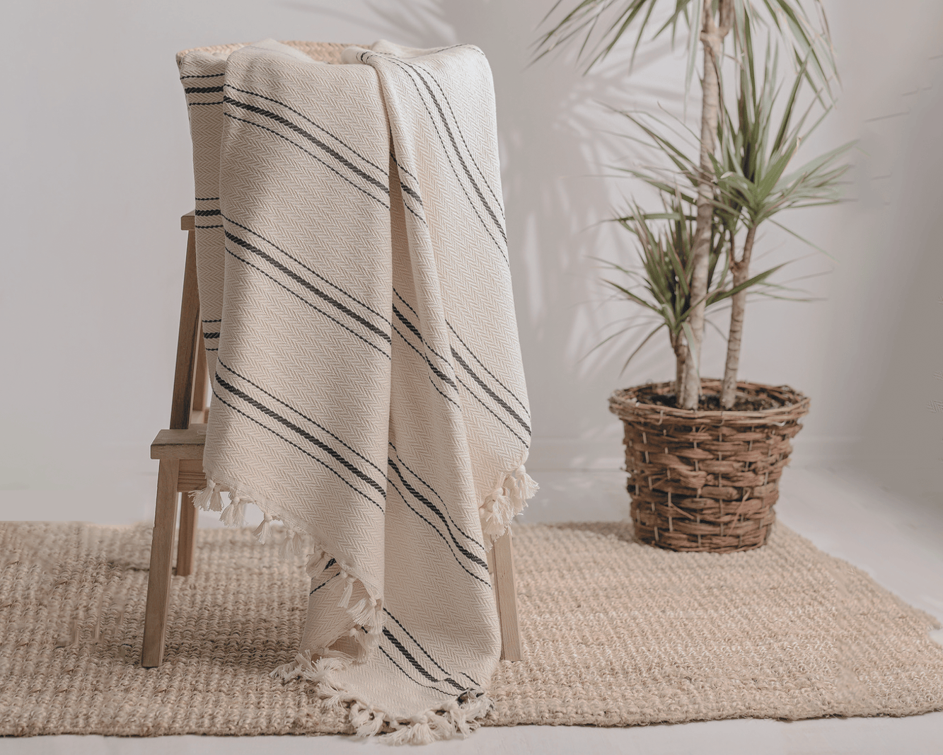 Minimalist 100% Cotton Throw Blankets & Bedspreads: Mustard / Throw Size: 51x79 inch
