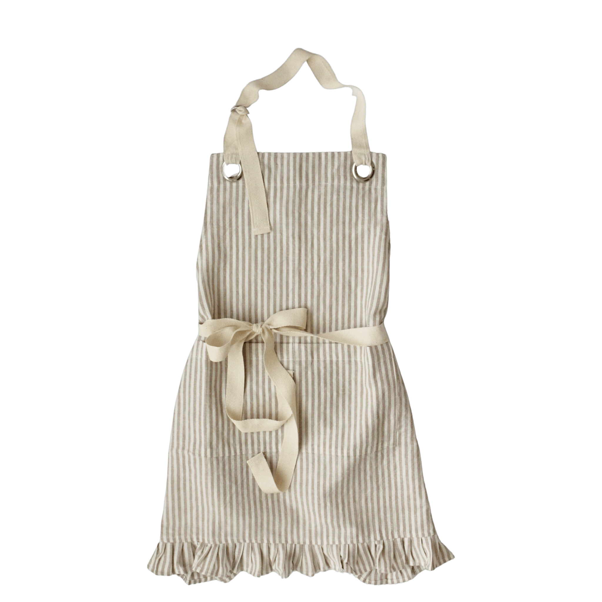 Ruffle Pin Stripe Apron: Black