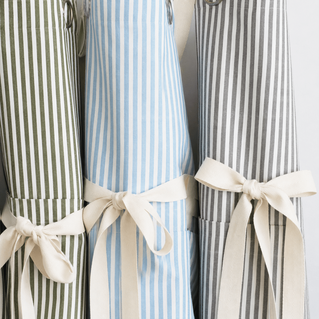 Ruffle Pin Stripe Apron: Blue