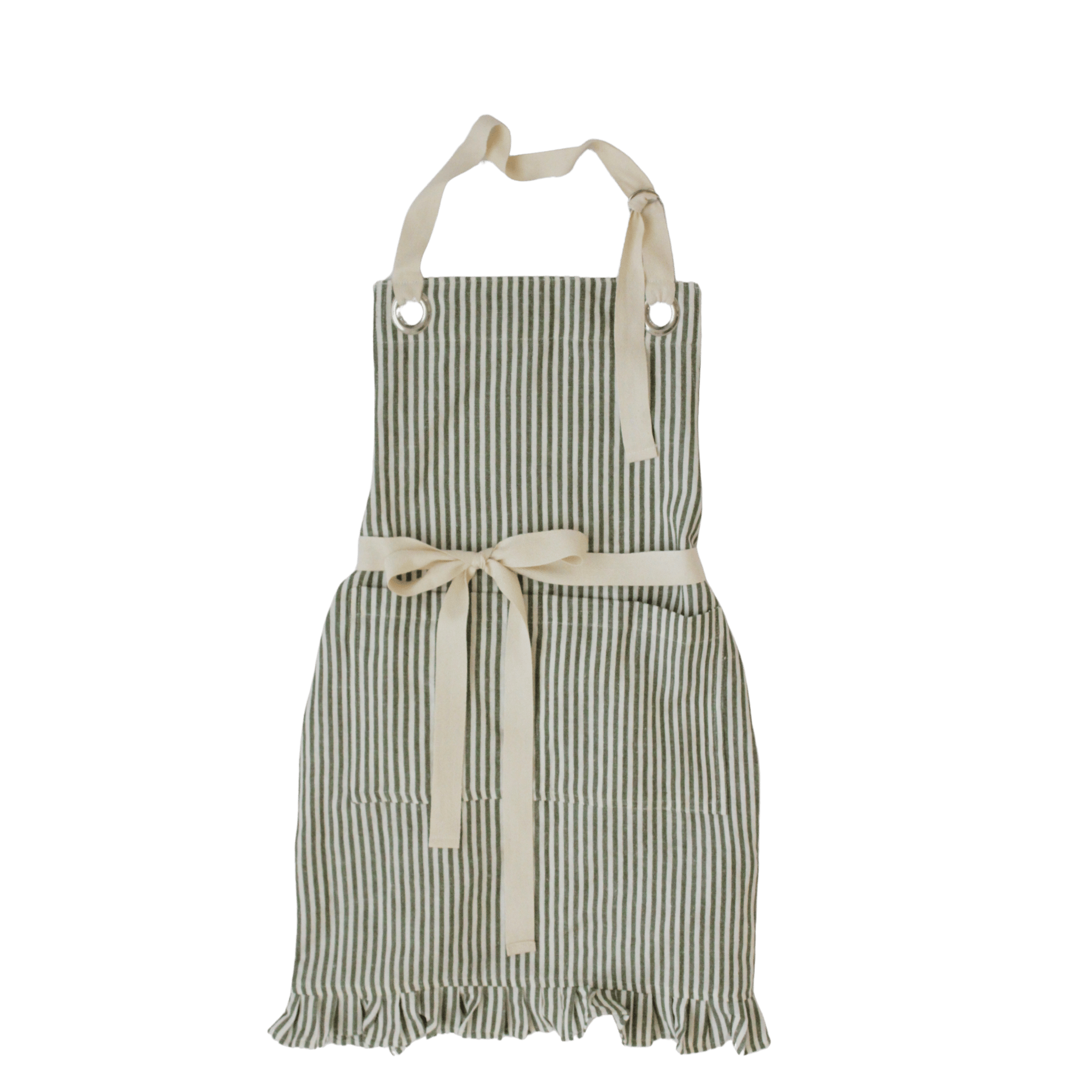 Ruffle Pin Stripe Apron: Blue