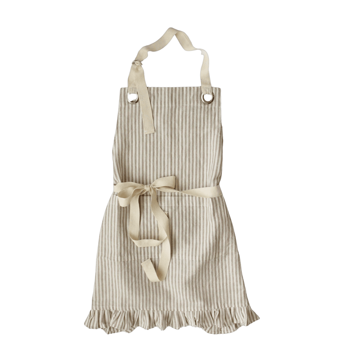 Ruffle Pin Stripe Apron: Green