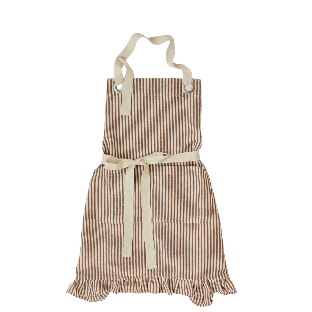 Ruffle Pin Stripe Apron: Green