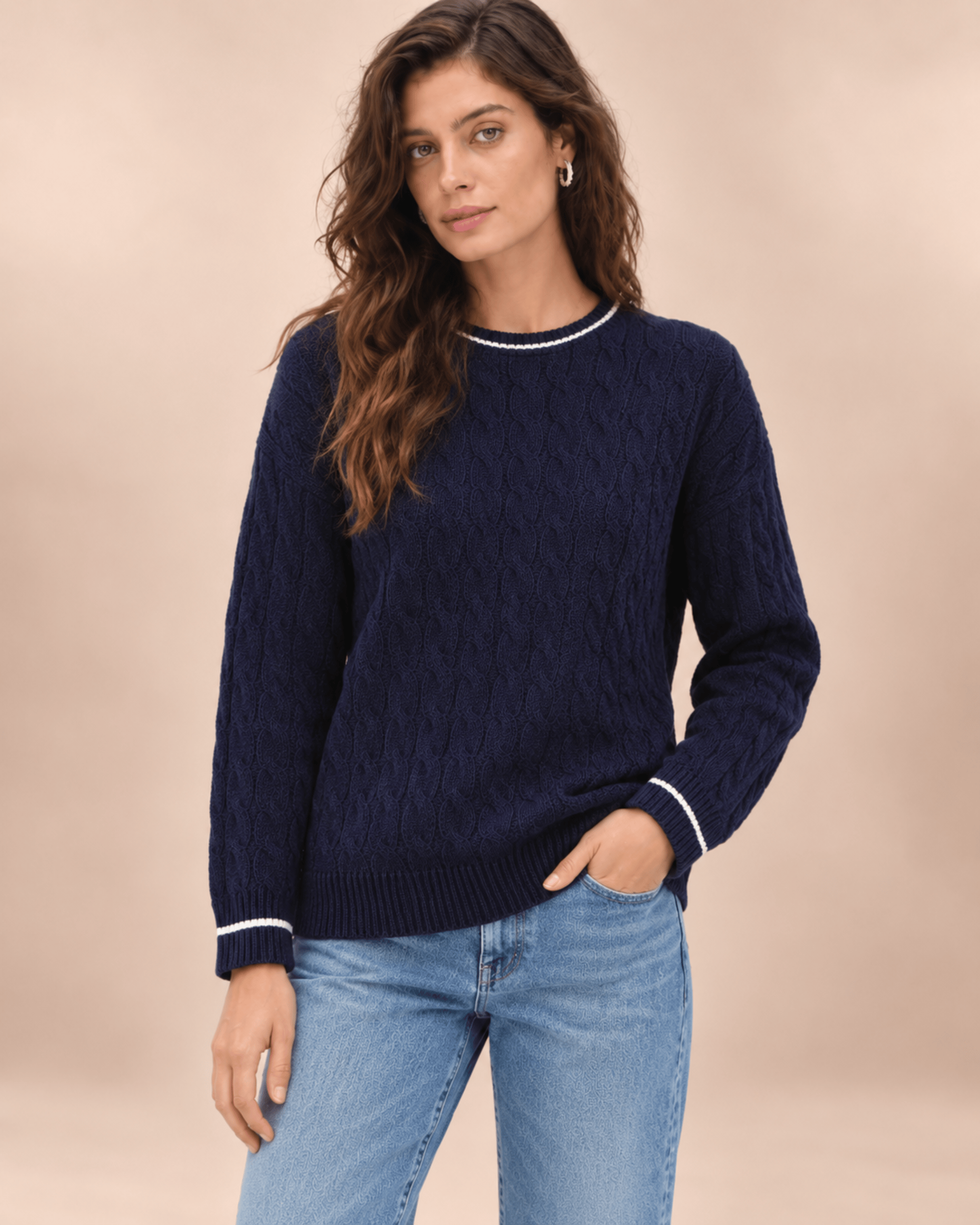 The Club Cable Sweater – Navy