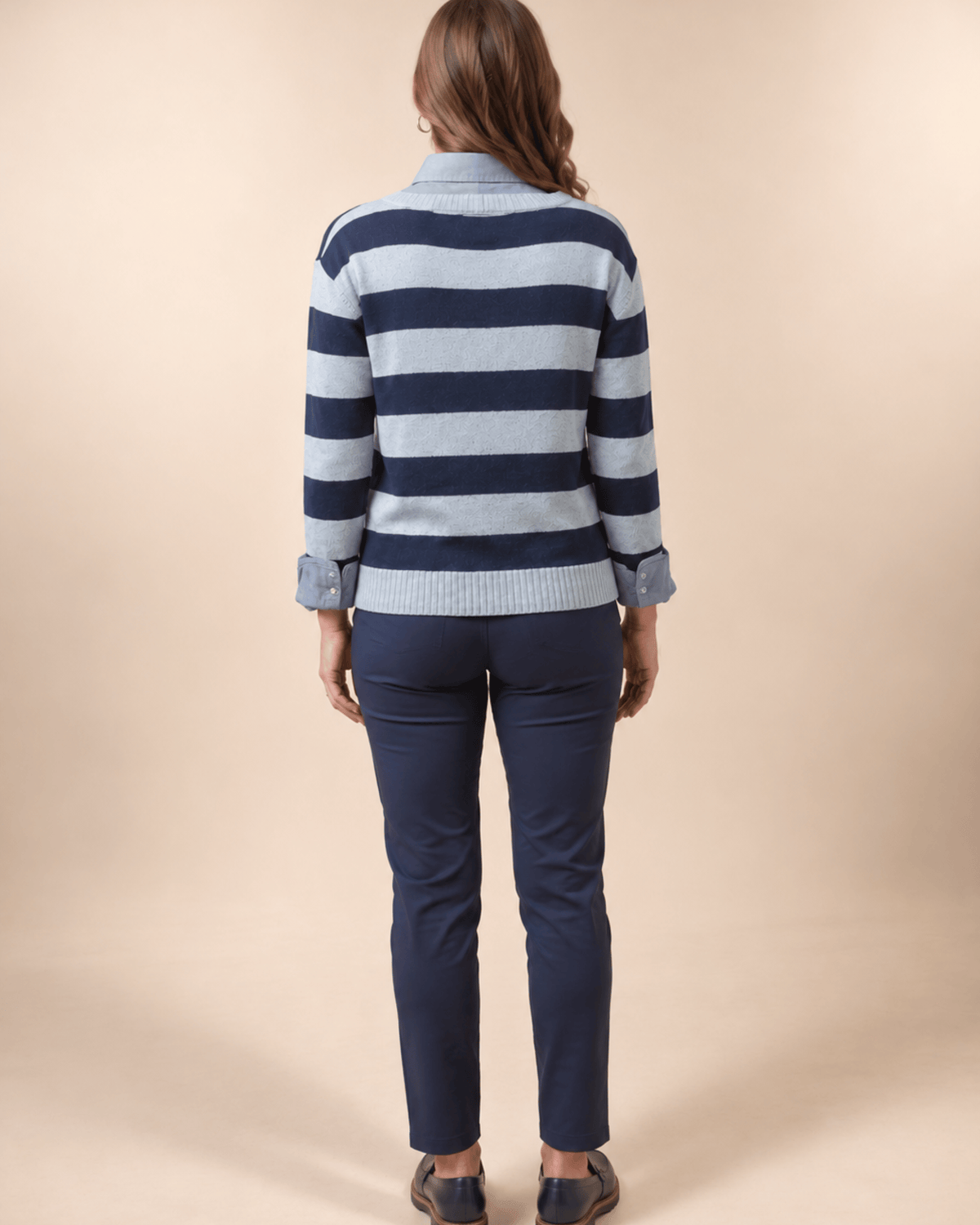 The Wide Stripe Sweater – Navy