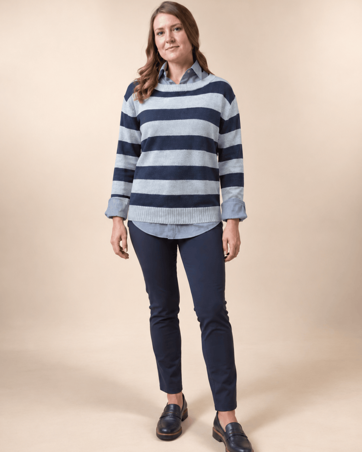 The Wide Stripe Sweater – Navy