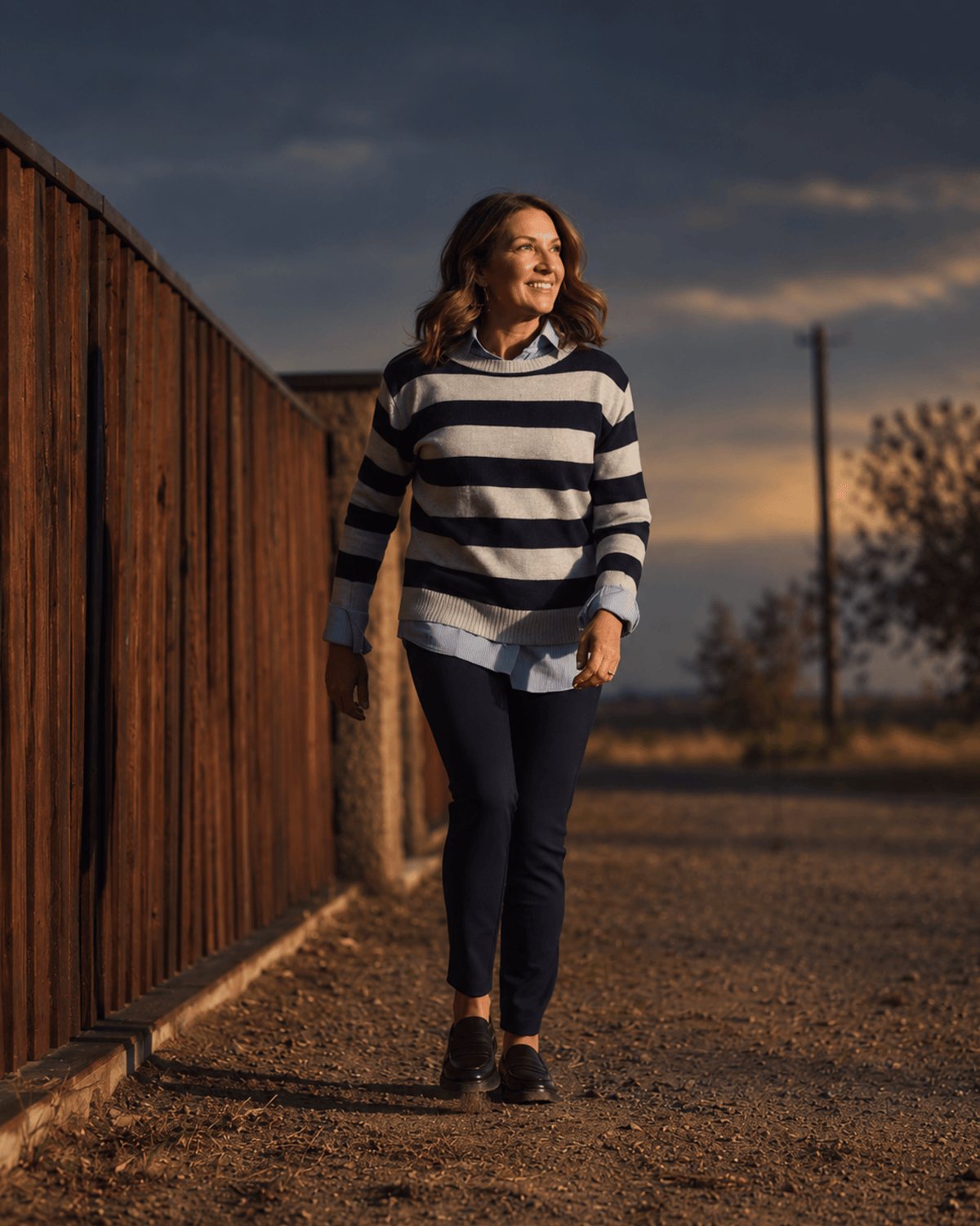 The Wide Stripe Sweater – Navy