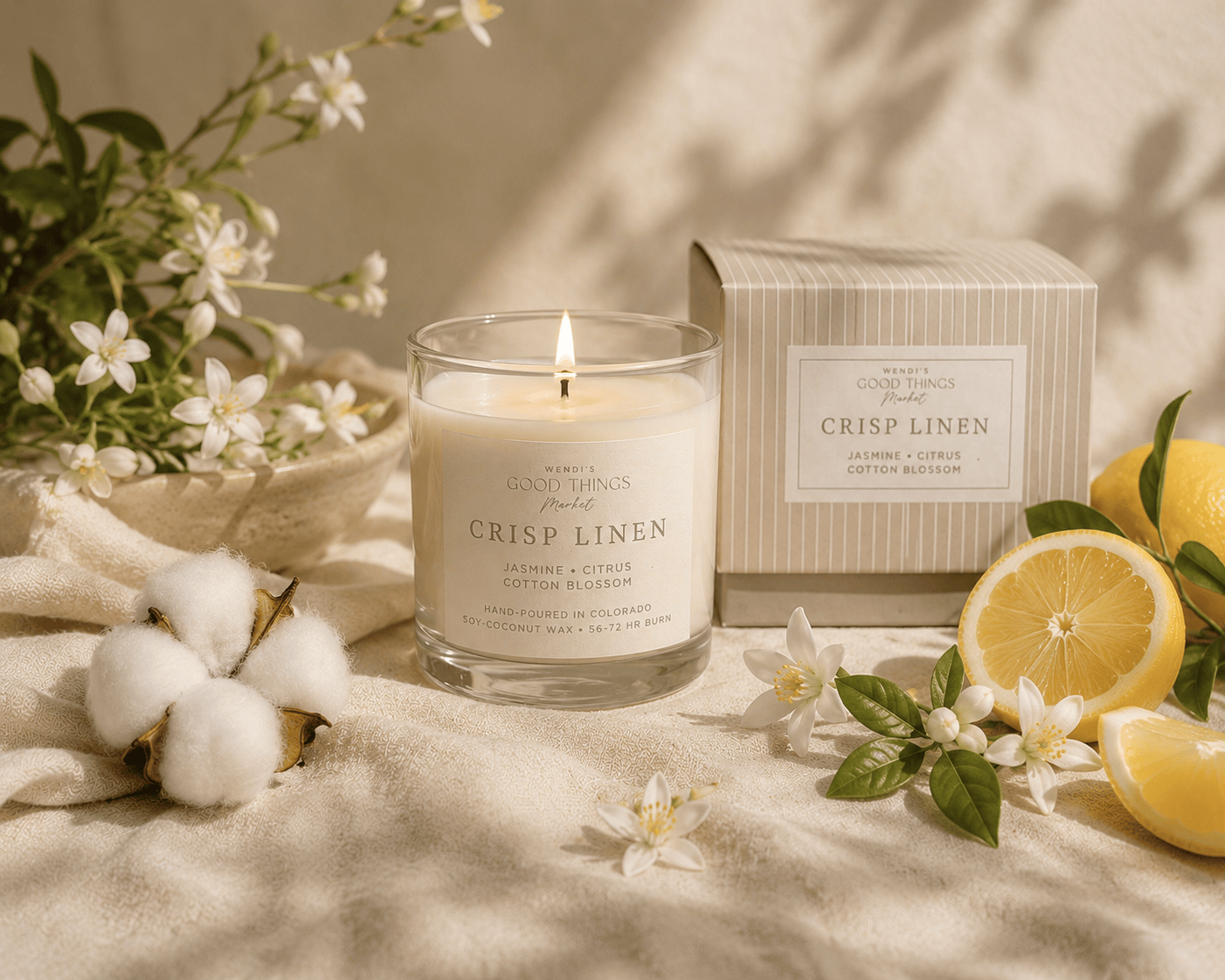 Wendi's Market Crisp Linen Candle