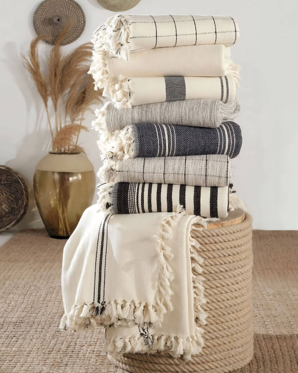Turkish Cotton Throw: Mustard Stripe