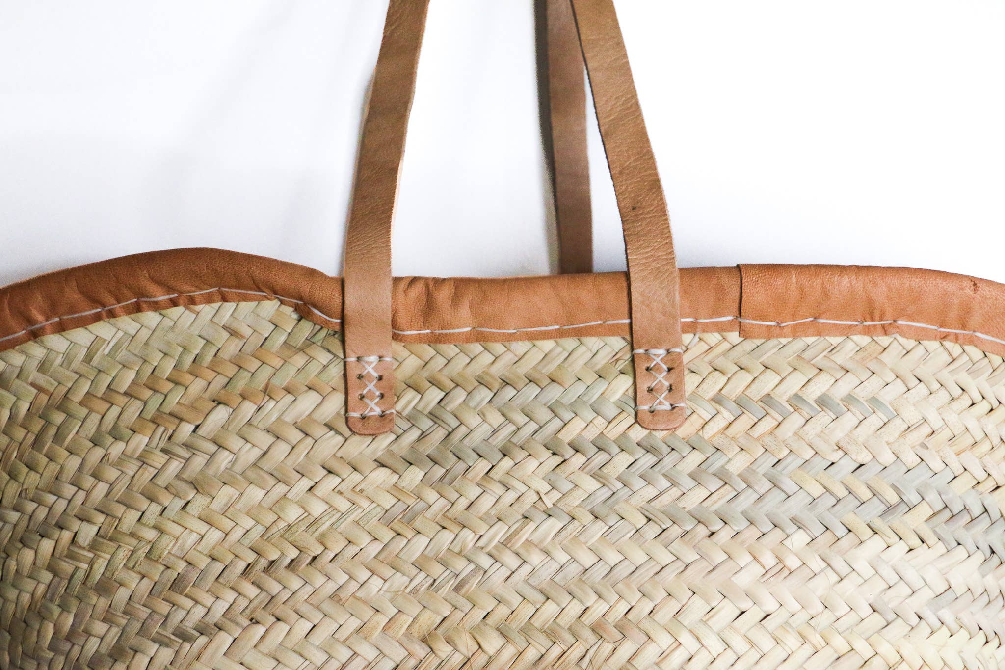 Leather Trimmed Market Basket