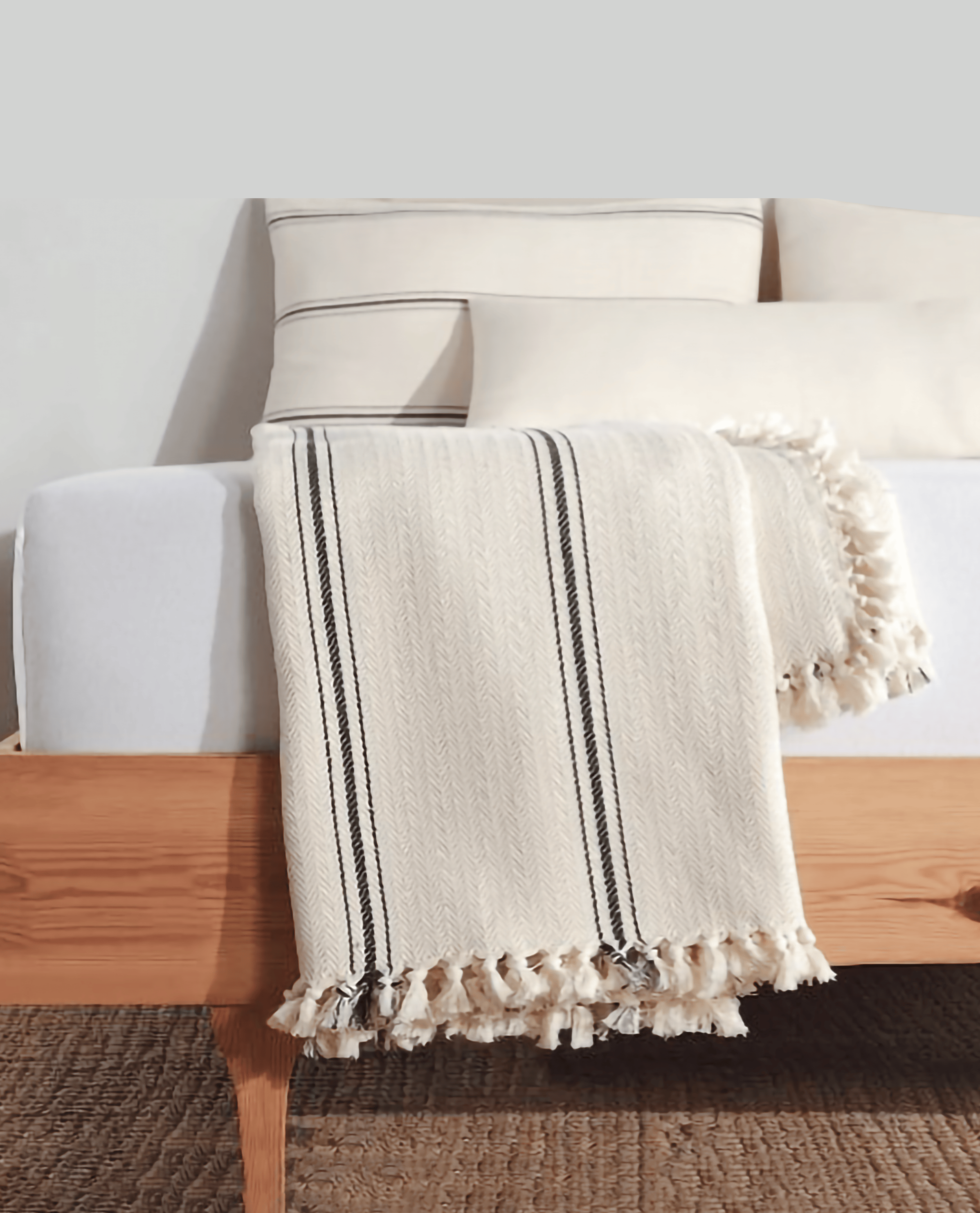 Minimalist 100% Cotton Throw Blankets & Bedspreads: Grey / Throw Size: 51x79 inch