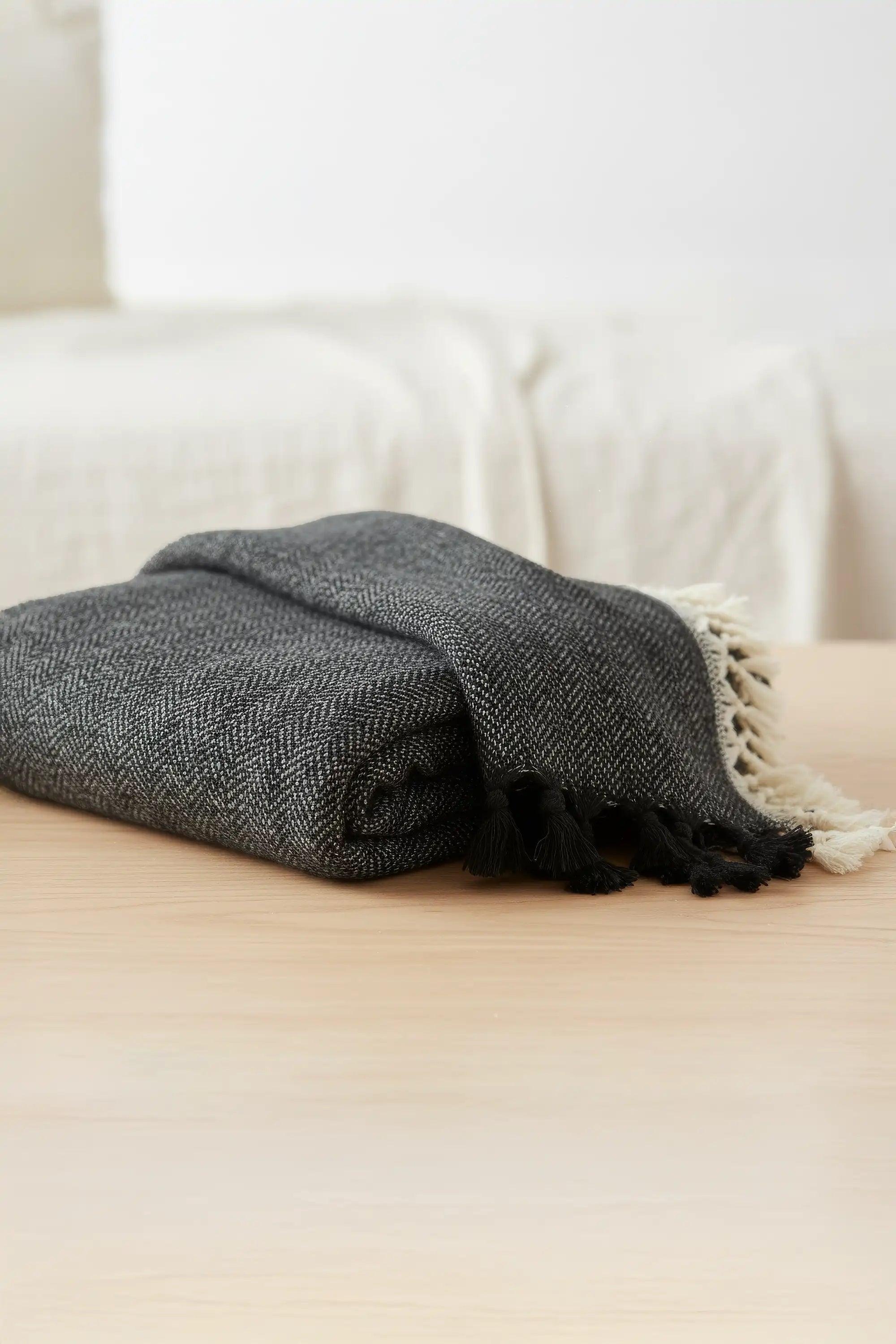 Minimalist 100% Cotton Throw Blankets & Bedspreads: Grey / Throw Size: 51x79 inch