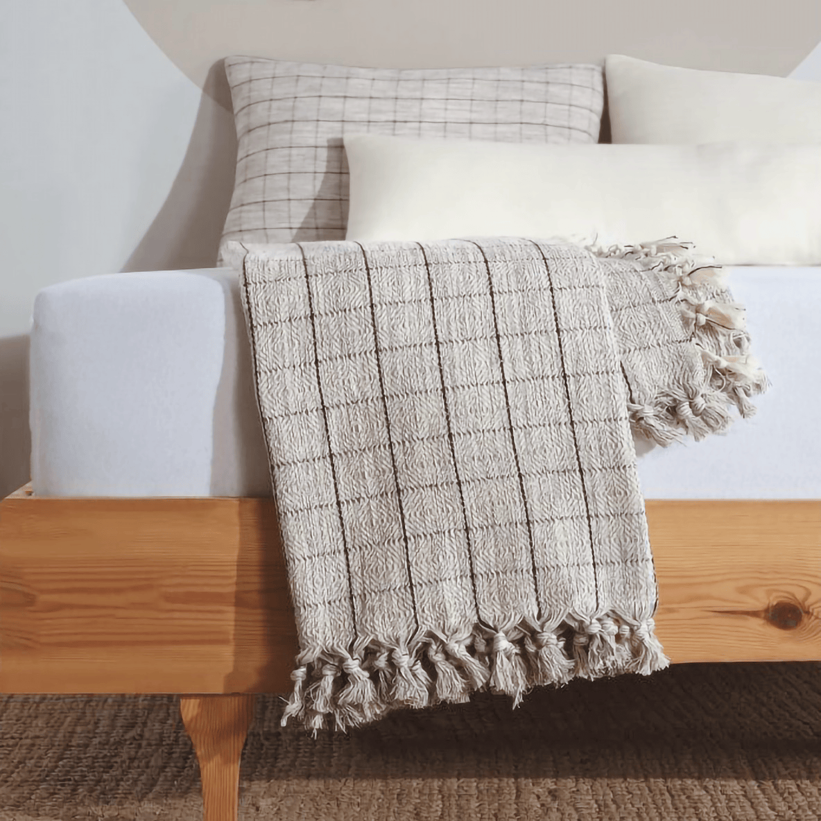Minimalist 100% Cotton Throw Blankets & Bedspreads: Grey / Throw Size: 51x79 inch