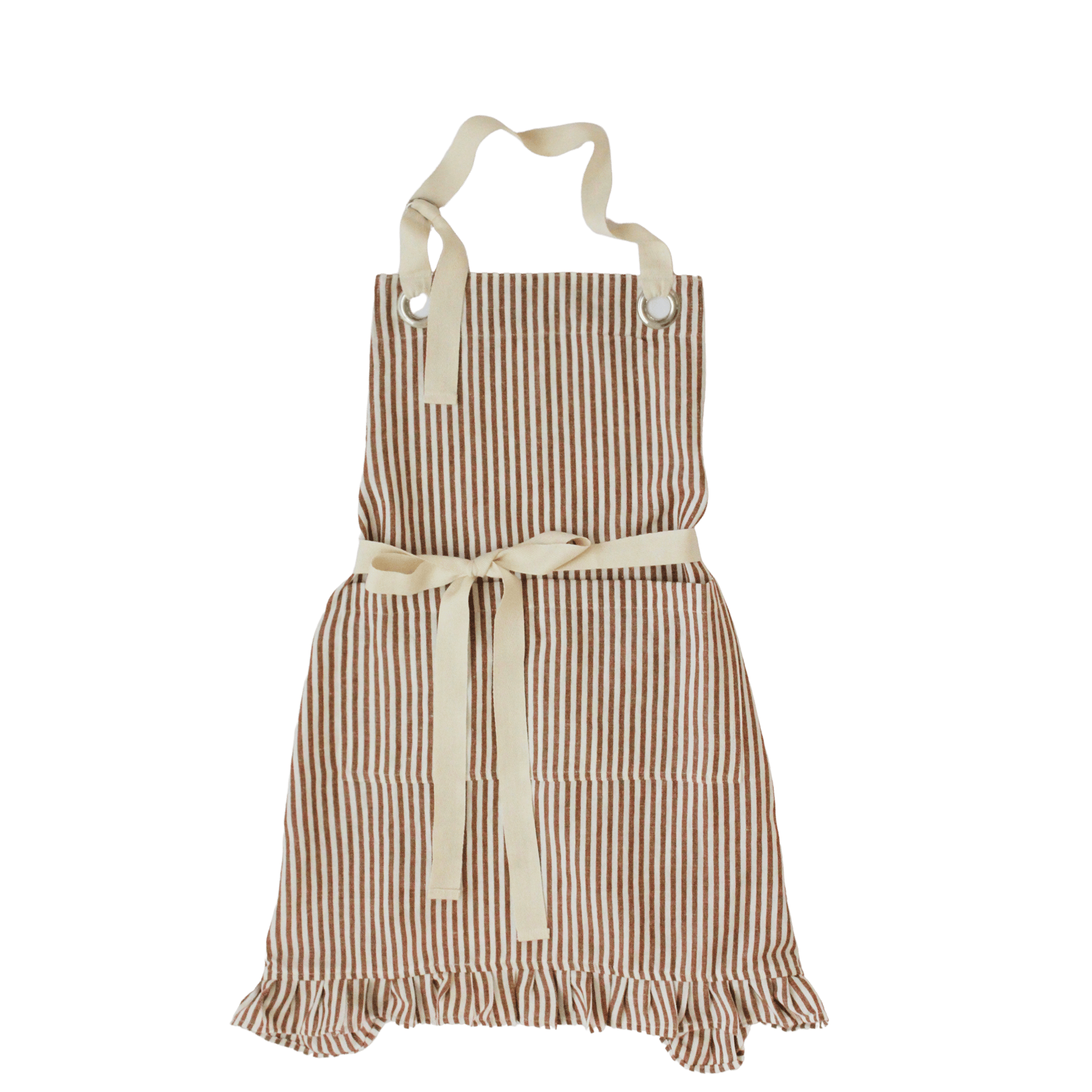 Ruffle Pin Stripe Apron: Blue